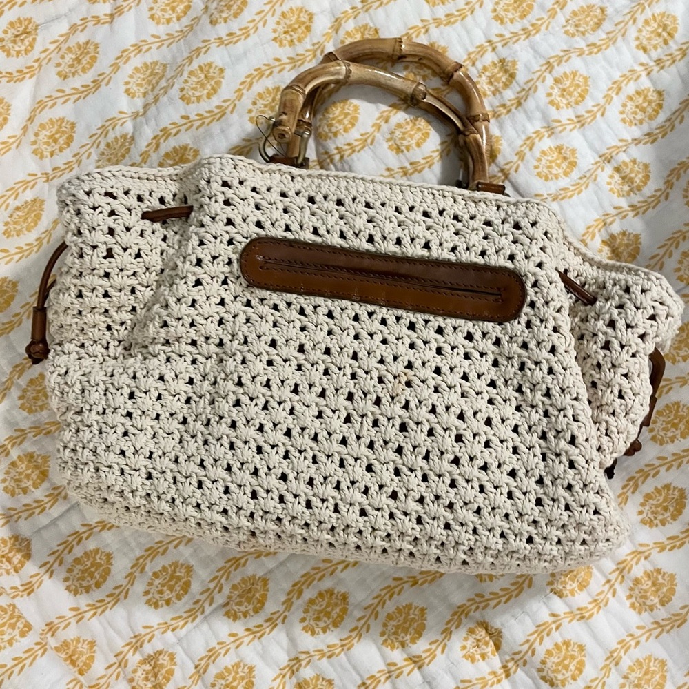 NWT Patricia Nash Crochet Bamboo Handle Bag - Picture 4 of 9